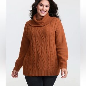 BloomChic Plus Size 2XL Textured Heather Turtleneck Pullover us18-20